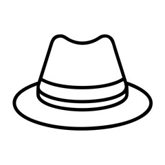 fedora icon, Accessories line art, Accessories vector - simple black line art icon of fedora perfect for logos, and Accessories-themed designs.