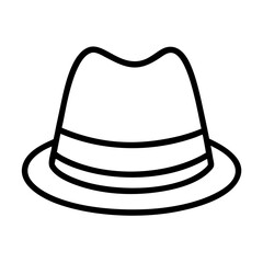 fedora hats icon, Accessories line art, Accessories vector - simple black line art icon of fedora hats perfect for logos, and Accessories-themed designs.