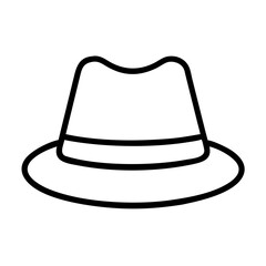 fedora hats icon, Accessories line art, Accessories vector - simple black line art icon of fedora hats perfect for logos, and Accessories-themed designs.
