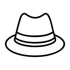fedora hats icon, Accessories line art, Accessories vector - simple black line art icon of fedora hats perfect for logos, and Accessories-themed designs.