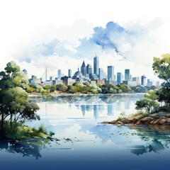 Obraz premium Minimalistic Illustration of Perth City Skyline in Australia
