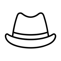 trilby icon, Accessories line art, Accessories vector - simple black line art icon of trilby perfect for logos, and Accessories-themed designs.