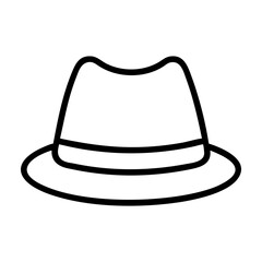 trilby icon, Accessories line art, Accessories vector - simple black line art icon of trilby perfect for logos, and Accessories-themed designs.