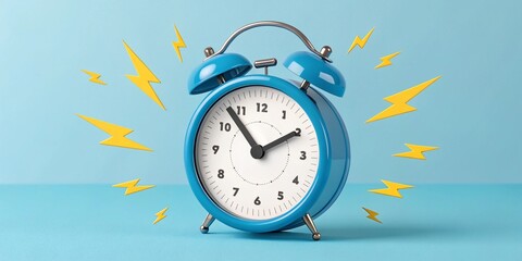 Alarm clock on blue background