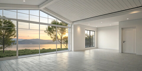 Fototapeta premium A Stunning 3D Rendering of a Modern House Showcasing an Empty Interior