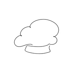 Headdress, chef's hat, black and white illustration hand-drawn in one continuous line, vector. An element for decoration, comic book style, doodle.