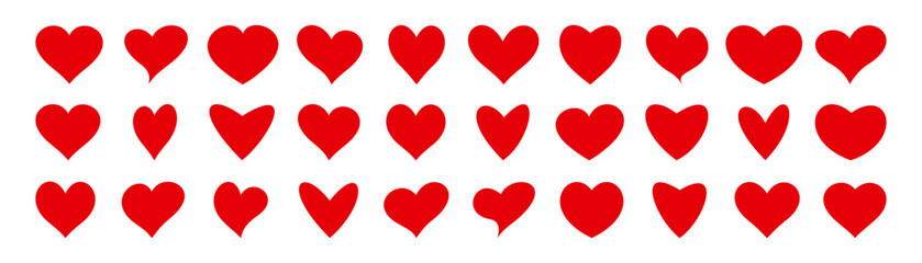 Set of hearts icon, heart drawn hand - stock vector