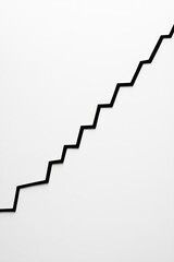 Abstract Representation of Ascending Black Line on White Background