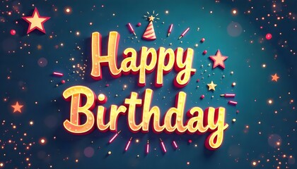 happy birthday logo BLUE AND YELLOW