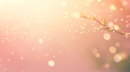 Delicate bokeh with soft pink hues and gentle floating particles, creating a dreamy atmosphere.