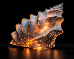 Abstract Glowing Shell Digital Art Futuristic Seashell Illuminated Design