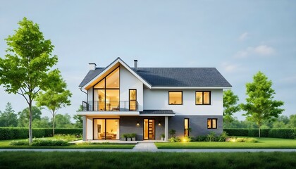 House energy efficiency, energy efficient rating class concept, eco home renovation save cost. Low-consumption ecological house. Green Building for Sustainable Development Concept 