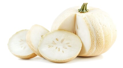 Sliced White pumpkin Sliced Winter melon isolated on a white background