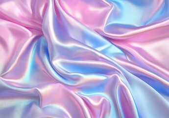 Obraz premium Holographic satin cloth, pastel-colored background, pink and blue hues