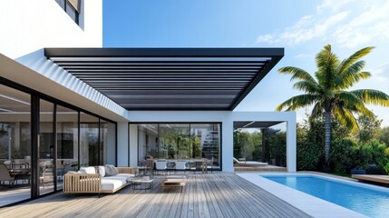 Modern Villa with Pool and Pergola: Tropical Luxury Home Design