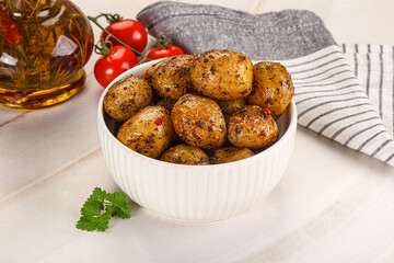 Baked mini potato with herbs