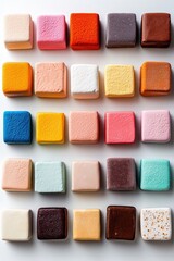 Fototapeta premium A variety of colorful marshmallows, isolated on white background