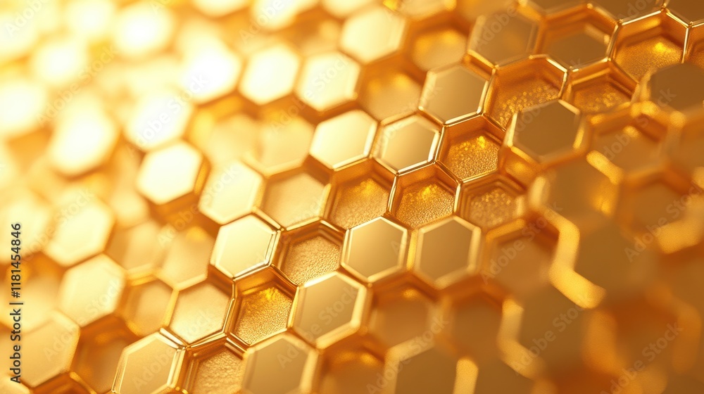 Poster golden hexagonal honeycomb abstract background