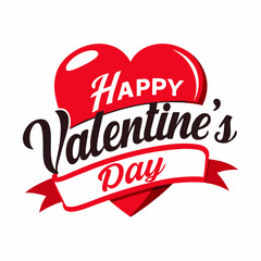 Naklejka premium Happy Valentine's Day greeting card: Colorful Hearts and Happy Valentine's Day! Text Design line art icon sign silhouette vector illustration