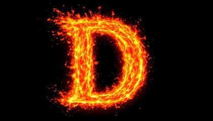 Explosive Letter D in Fiery Flames Emerges Against a Dark Background for Dynamic Visual Impact