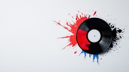 A vintage vinyl record with a colorful label, isolated on white background
