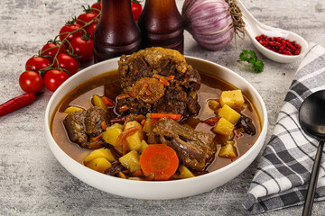 Gourmet Oxtail beef soup with vegetables