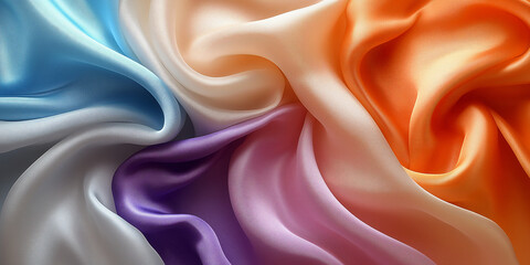 Fototapeta premium Colorful Flowing Silk Fabric Background
