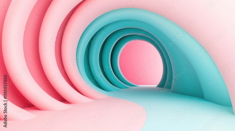 Poster colorful spiral patterns create a captivating visual journey with smooth transitions between blue an