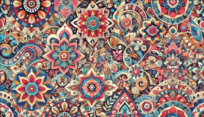 Bohemian Floral Medallion Pattern Abstract Art Background