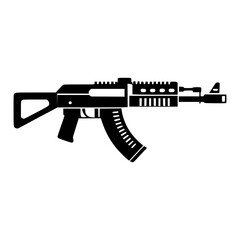 Black and White Rifle Illustration, Military Weapon Design, Tactical Firearm Drawing, Assault Rifle Graphic for Security, Hunting, and Tactical Equipment Concepts