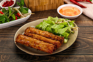Fried Vietnamese spring roll with special sauce