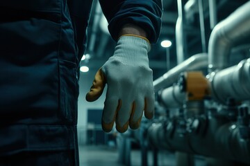 Technician Working on Industrial Pipe Repair