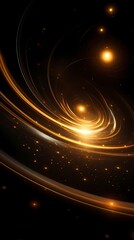 Obraz premium Digital technology black gold glowing circle poster background