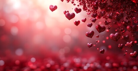 Valentine day floating red hearts in the air

