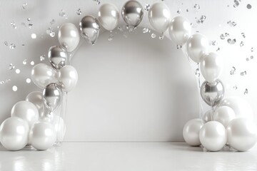 Colorful balloons drifting against a dreamy pastel background during a festive celebration or party