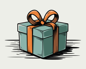 Giftbox illustration of a vector gift box illustration with ribbon and rope binding, colorful gift box with ribbon binding for occation and party.