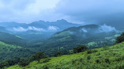 Obraz premium Misty Mountain Valley: A Breathtaking Landscape