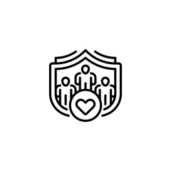 Insurance Shield line icon. Universal creative premium symbol. Vector sign icon logo template. Vector illustration