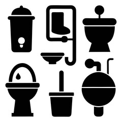 Bathroom and Toilet Icons set design