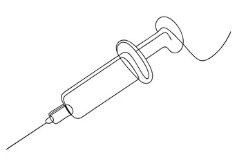 Continuous One-Line Drawing of a Syringe - Minimalist Medical Art