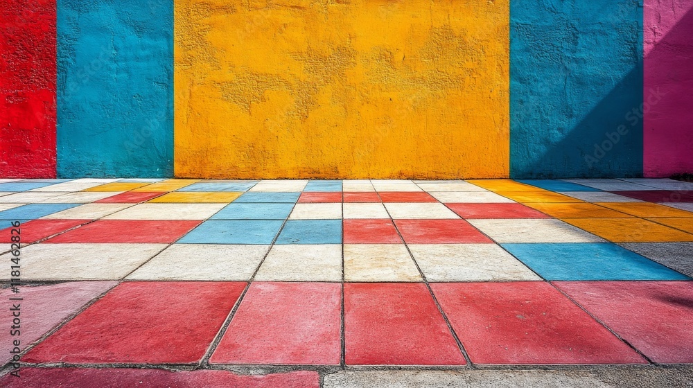 Aufkleber colorful tiles arranged in a grid pattern displaying various textures and hues
