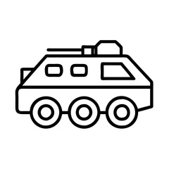armored vehicle icon, vehicle line art, vehicle vector - simple black line art icon of armored vehicle perfect for logos, and vehicle-themed designs.
