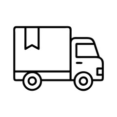 box truck icon, vehicle line art, vehicle vector - simple black line art icon of box truck perfect for logos, and vehicle-themed designs.