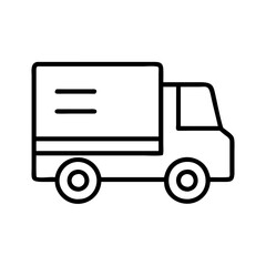 box truck icon, vehicle line art, vehicle vector - simple black line art icon of box truck perfect for logos, and vehicle-themed designs.
