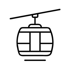 cable car icon, vehicle line art, vehicle vector - simple black line art icon of cable car perfect for logos, and vehicle-themed designs.