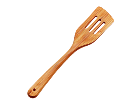 wooden spatula isolated on transparent or white background, png cutout