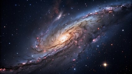 Purple gas nebulae in space and sparkling stars