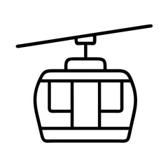 cable car icon, vehicle line art, vehicle vector - simple black line art icon of cable car perfect for logos, and vehicle-themed designs.