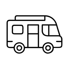 camper van icon, vehicle line art, vehicle vector - simple black line art icon of camper van perfect for logos, and vehicle-themed designs.
