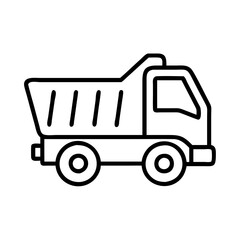 dump truck icon, vehicle line art, vehicle vector - simple black line art icon of dump truck perfect for logos, and vehicle-themed designs.